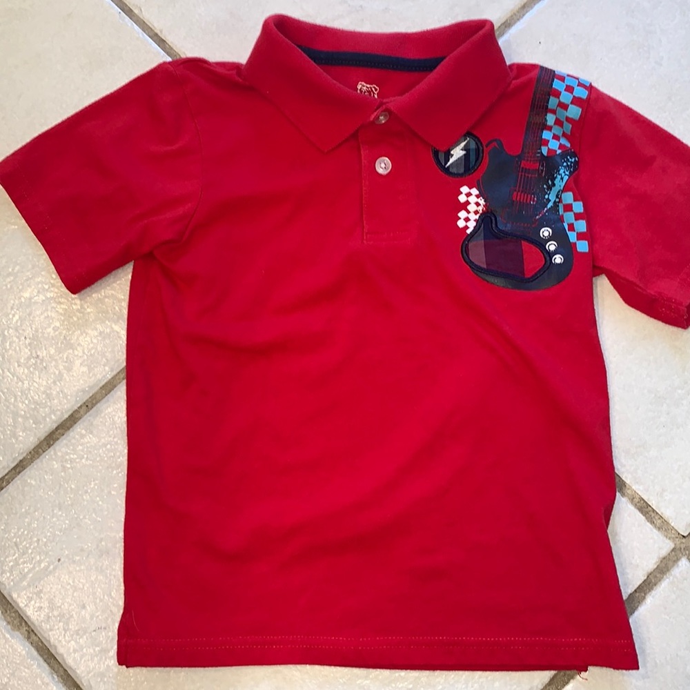 Garanimals guitar shirt red polo shirt sleeves. Little boy size 5